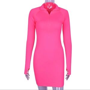 Women’s Black Long Sleeve High Neck Bodycon Dress